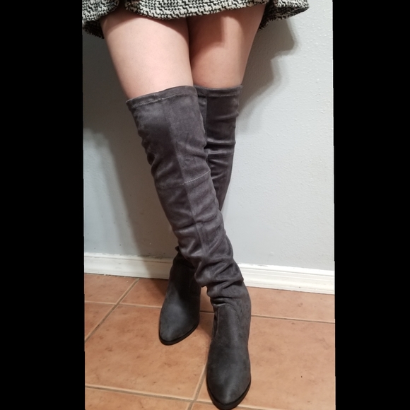 Elevator over knee boots Vegan Suede dark gray - Picture 6 of 7